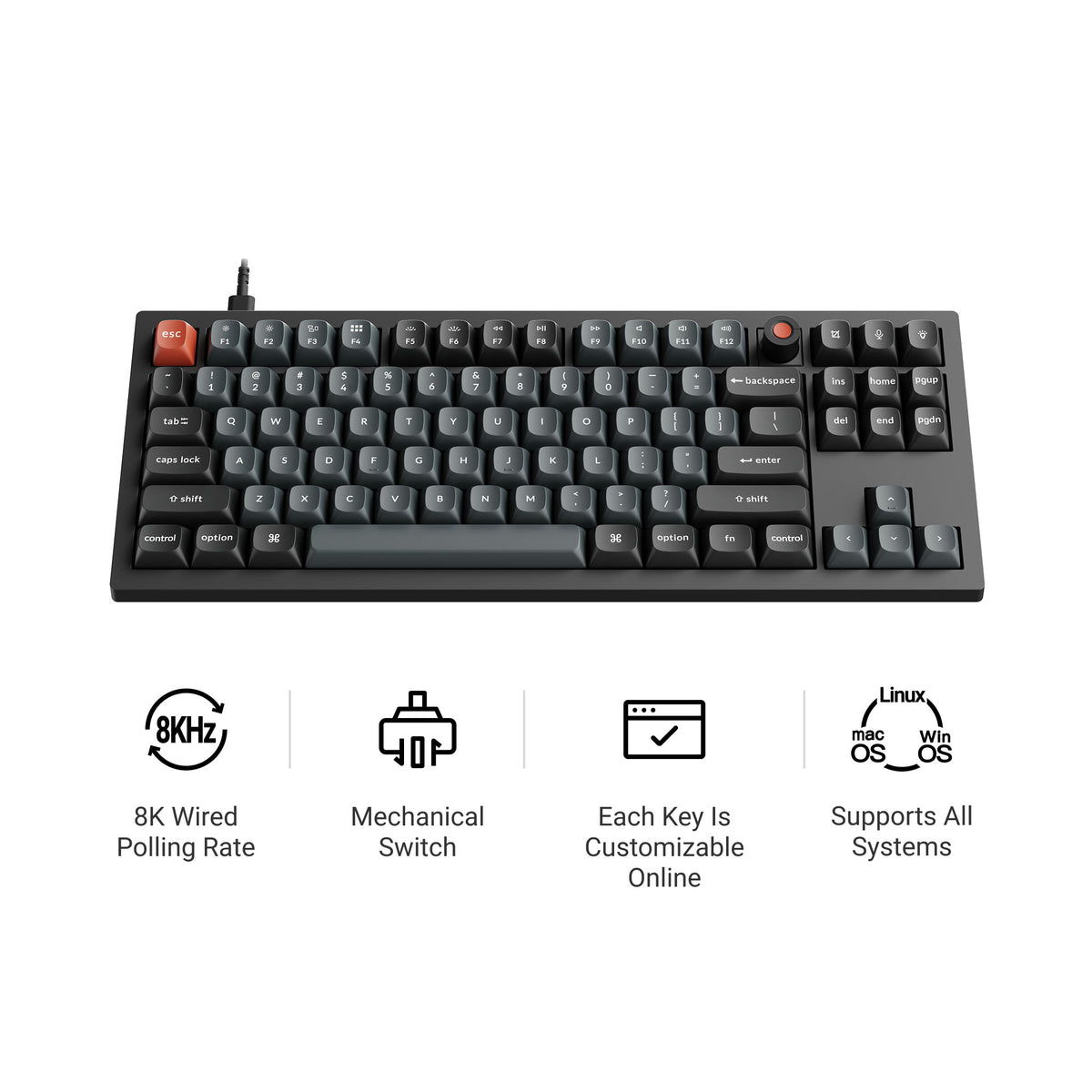 Mechanical keyboard on wooden desk with warm lamp